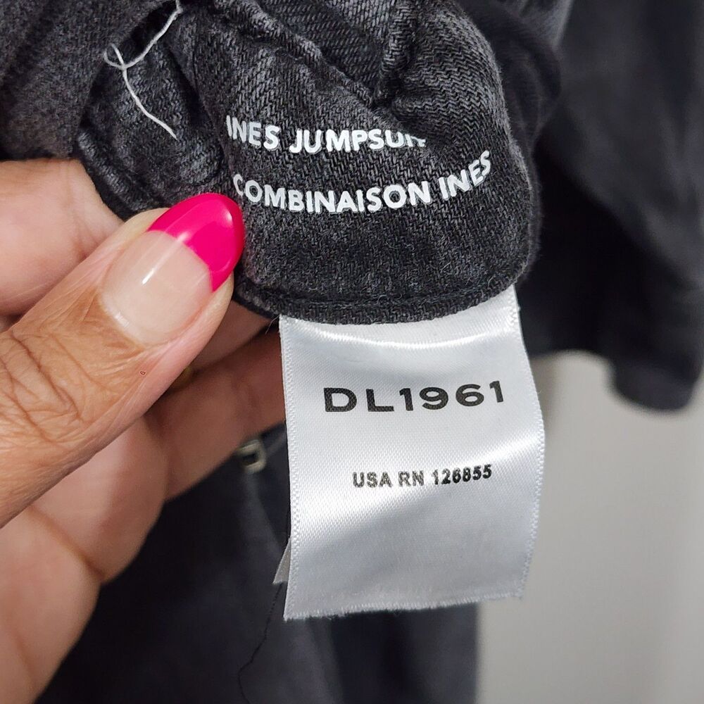 DL1961 Ines Utility Jumpsuit Washed Black Denim Cotton Tencel Womens Size M - Picture 12 of 16
